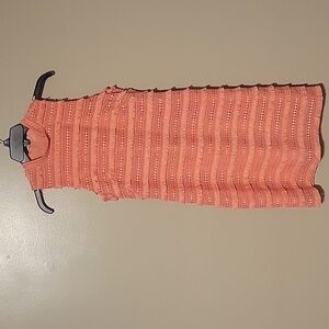 J. Crew Women's High Neck Open‎ Embroidered Fringe A-Line Midi Dress Orange Sz 0